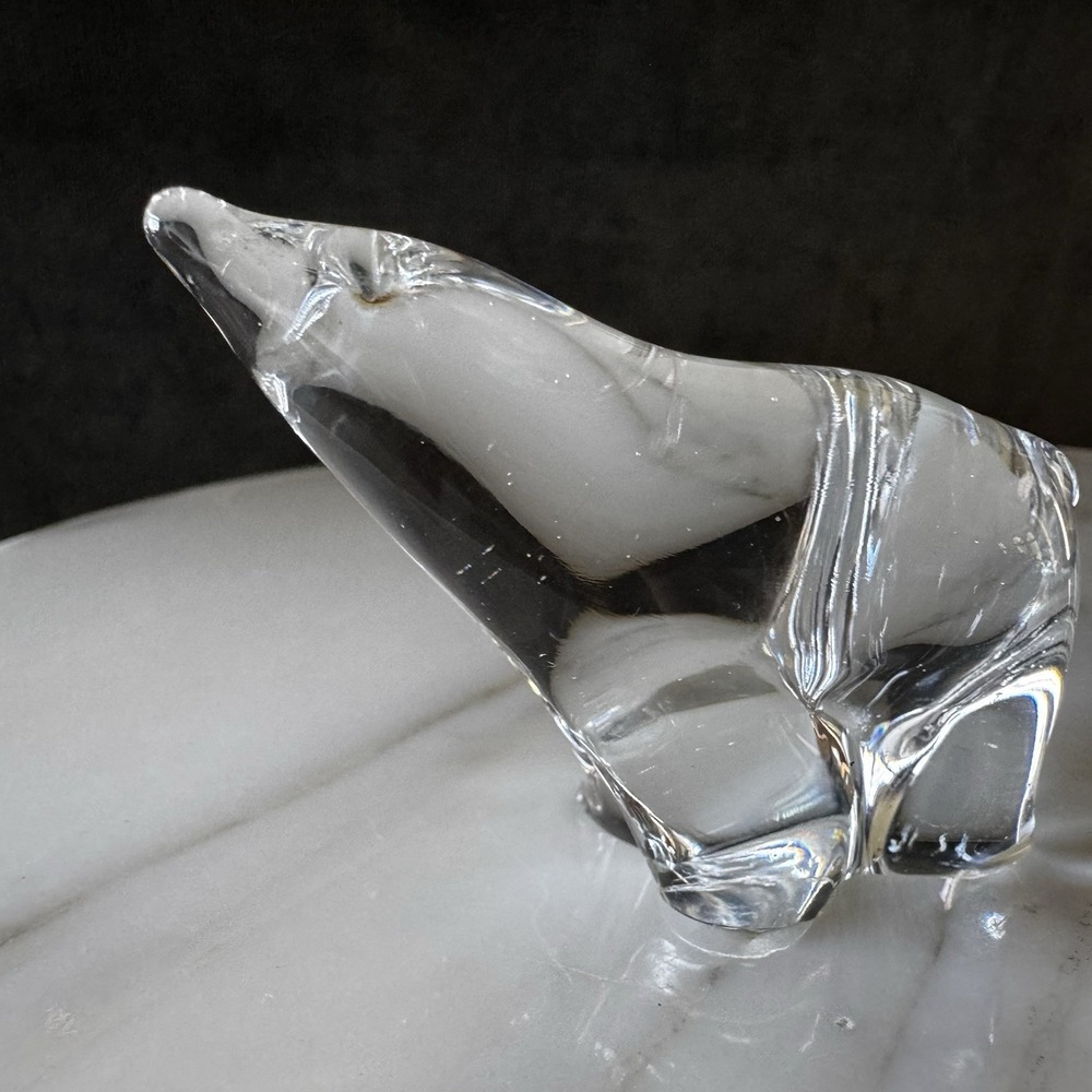 MCM HADELAND Signed Vintage Crystal Glass Polar Bear Sculpture Figure Danish